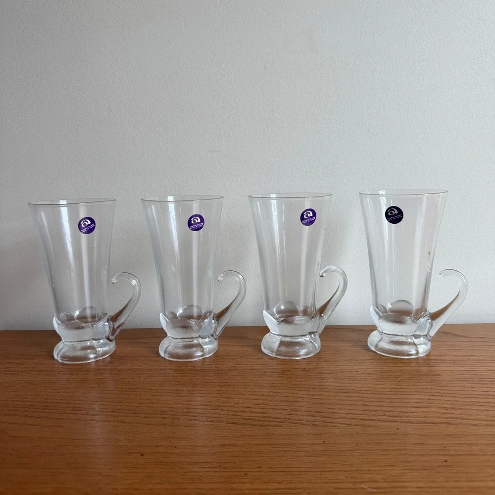 ADERIA GLASS Set of 4 Irish Coffee Parfait Glasses 9oz Hot‎ or Cold NEW in box